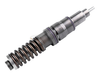 New fuel injector on white background close up