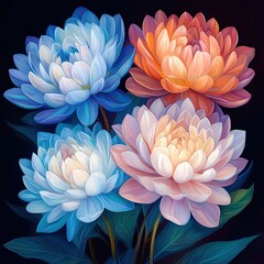 Obraz premium Digital painting of enchanted flowers, magical realism, fantasy wall art