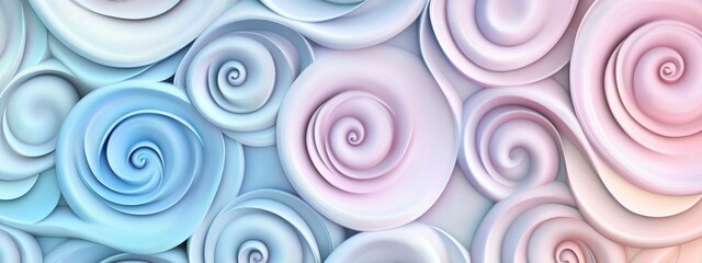 Horizontal 3D Spiral Pattern in Pastel Colors