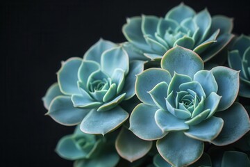 Macro shot of succulents with layered leaves, capturing delicate textures and gradients, soft focus for tranquil botanical capture