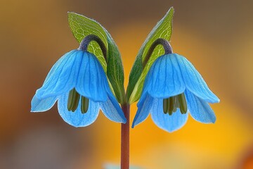 Two delicate blue flowers bloom. This image can be used for a website or blog related to nature, spring, or beauty.