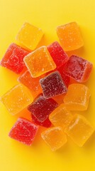 Colorful Gummy Cubes on Yellow Background  Dessert  Candy  Food Photography