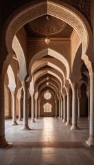 Elegant Islamic Architecture   Arched Corridor with Intricate Designs and Light