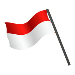 The red and white flag of the Republic of Indonesia flies on a pole