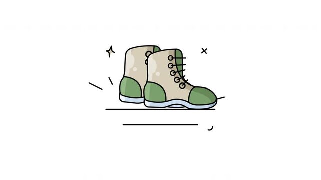 snow boots icon animation illustration motion graphic design, simple icon winter symbol animation with alpha channel and loopable element