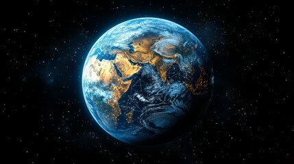 Obraz premium Earth from Space with Illuminated Network Connections. Generative AI