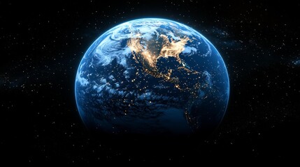 Naklejka premium Planet Earth at Night with Global Network Connections. Generative AI