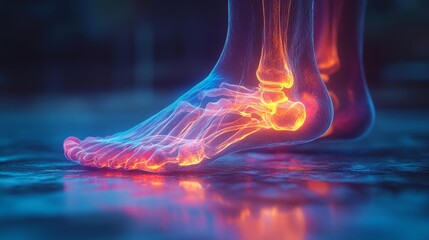 3D Illustration of Foot with Ankle Pain. Generative AI
