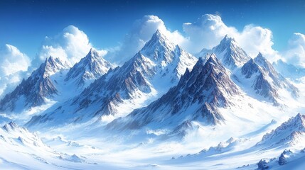 Obraz premium Majestic Snow-Covered Mountain Peaks. Generative AI