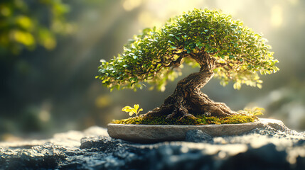 Fototapeta premium bonsai, plants, flower beds, potted plants, Japan, Japanese gardens, Japanese art, Japanese spirit, Japanese style, four seasons, seasons, change, heart, garden, stone, park, tree, vase, fountain,