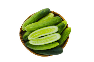 Fresh cucumbers on white background.