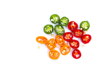 Chili peppers on a white background.