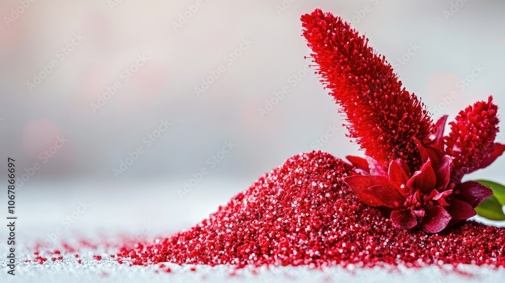 Poster close-up of red amaranth with sparkling garnish