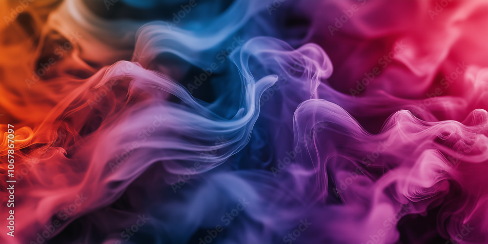 Poster colorful swirling smoke creating abstract shapes and patterns