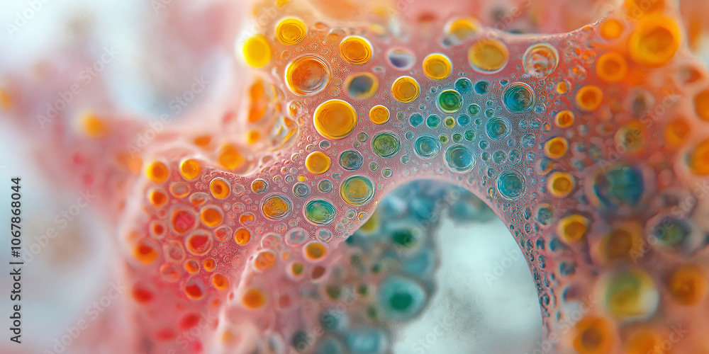Poster colorful abstract background with soap bubbles creating an organic shape