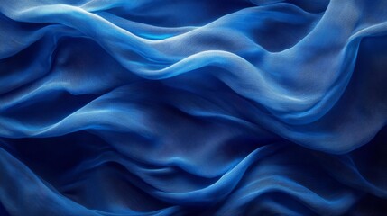 Obraz premium Blue Abstract Flowing Fabric Background. Generative AI