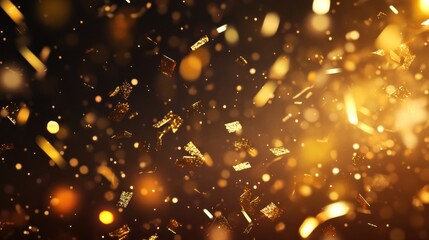 Obraz premium Golden Happy New Year typography over a festive background with fireworks, bright and celebratory