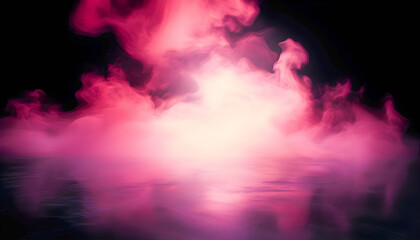 Fototapeta premium Mysterious foggy background spreading across the surface, ideal for enhancing the ambiance in theatrical productions, photo shoots, special events, banner and leaflet background