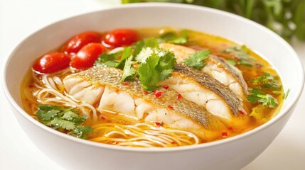 Vibrant Vietnamese Noodle Soup in a Bowl