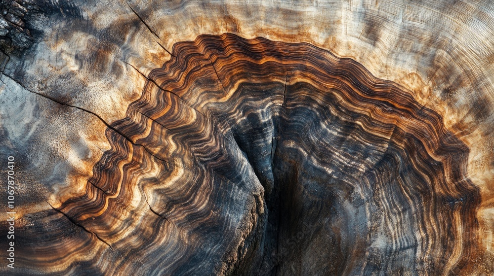 Poster rustic tree cross section with unique patterns
