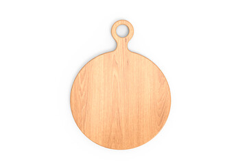 Illustration of wooden cutting board with handle. cutting board front view and round shape This durable and eco-friendly kitchen accessory is perfect for chopping and preparing food, isolated on trans
