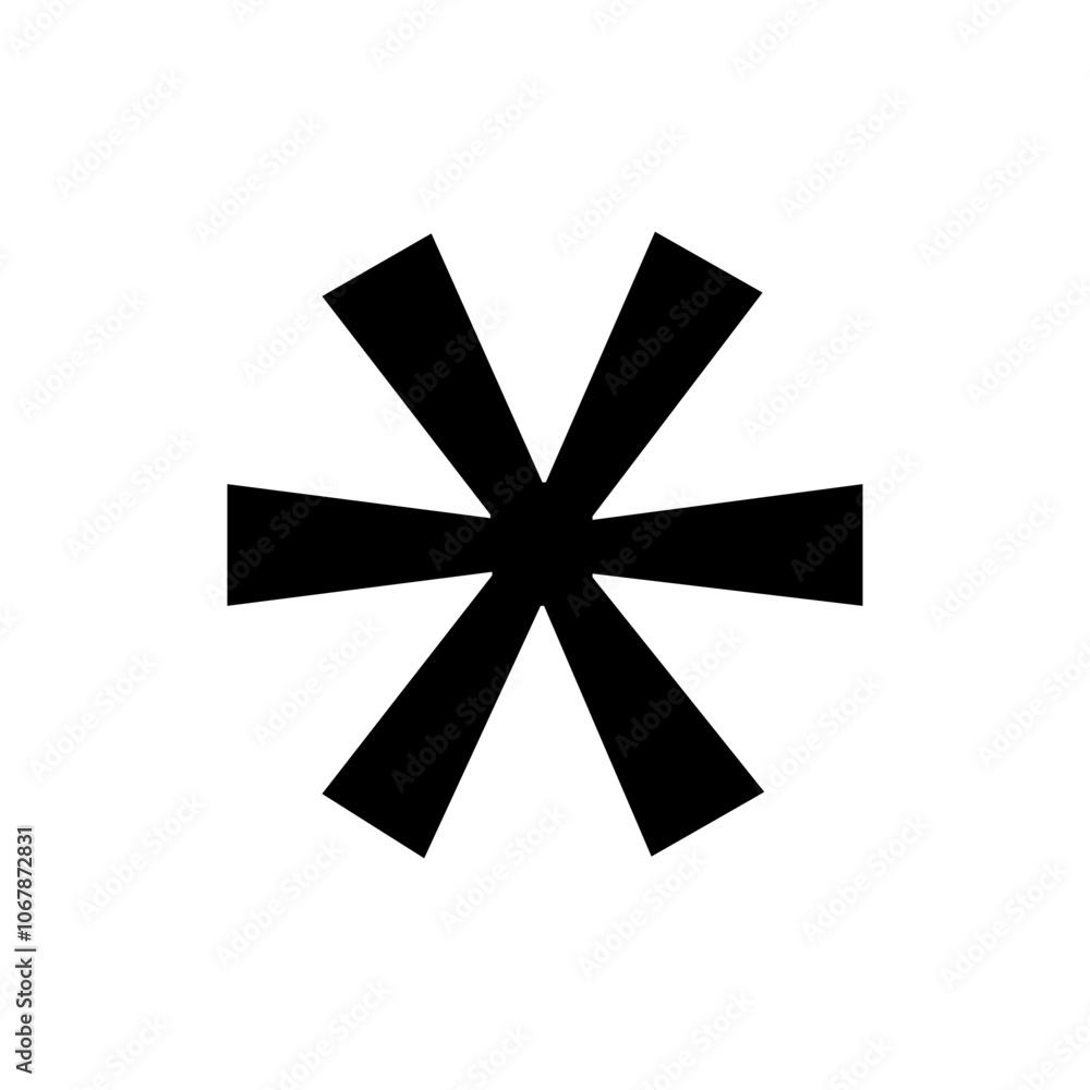 Poster asterisk icon vector. star shape symbol. black punctuation mark. typographic emblem.