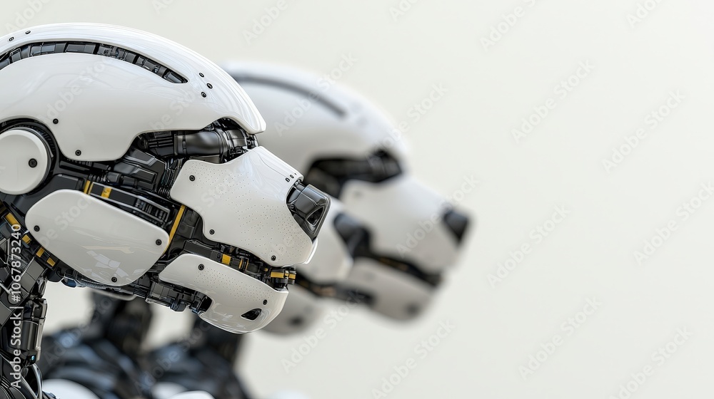 Aufkleber futuristic dog robots in a row artificial intelligence technology concept