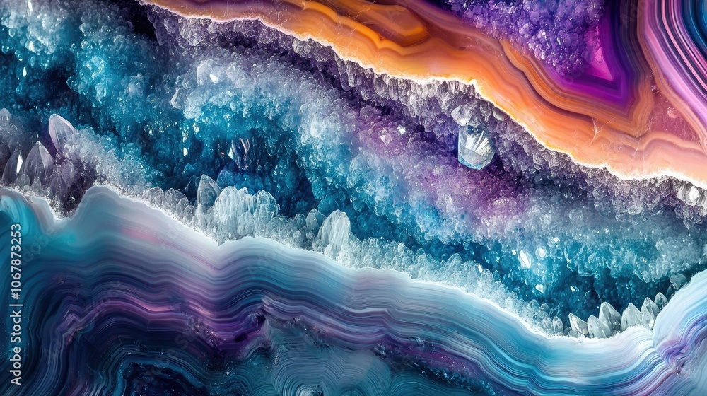 Poster close-up view of intricate agate geode pattern