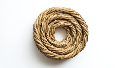 Naklejka premium Coiled Natural Twine in Overhead Shot