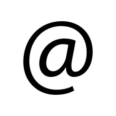 At symbol icon. Email address vector. Communication sign. Black email emblem.