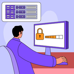 Hacked, great design for any purposes, Internet technology, Cyber crime, hacker attack, Phishing scam.