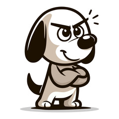 cute dog fierce standing pose pet animal cartoon character vector illustration template design