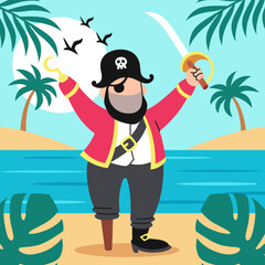 illustration of a pirate standing