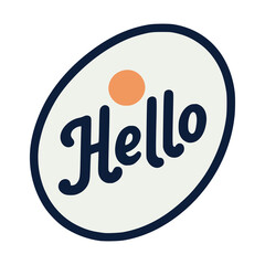 hello sticker oval shape fashion lifestyle vector illustration template design