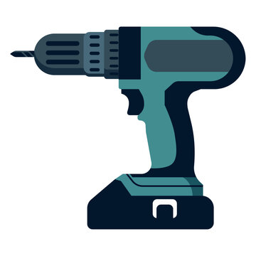 teal cordless drill isolated on white clip art preview