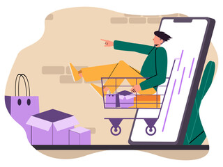 Illustration showing various shopping activities