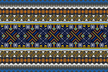 Ethnic pattern seamless, Geometric design ,Aztec embroidery border seamless patterns.ethnic design,  pattern art wallpaper Background, Design for fabric, curtain, carpet ,geometry seamless pattern