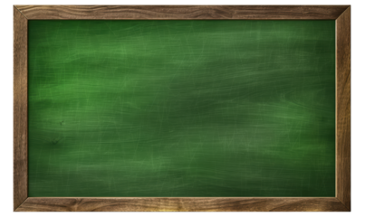 green chalkboard with frame isolated on transparent background