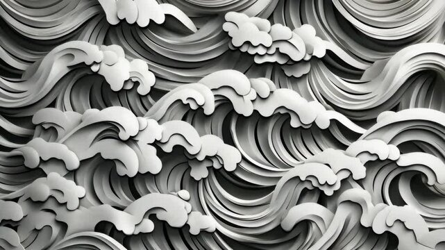 3D Paper Waves Wall Art
