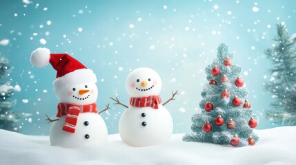 Cute snowman. Winter holiday theme.