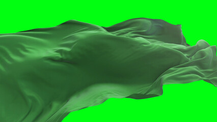 Libya flag - 3D realistic waving flag on green screen background for chroma key
