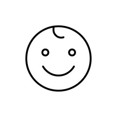 Child face icon Outline set in black and white color
