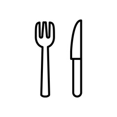 Fork and Knife icon Outline set in black and white color