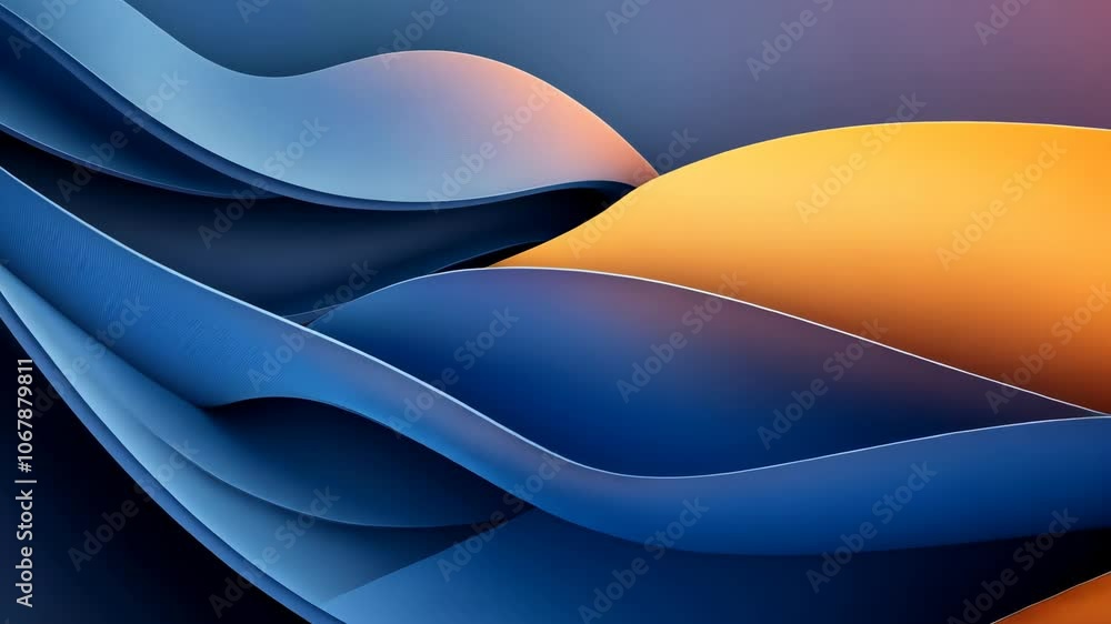 Aufkleber abstract blue and orange waves flow together, creating a dynamic and modern design
