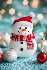 Cute snowman. Winter holiday theme.