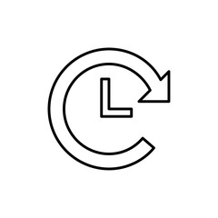 Time forward icon Outline set in black and white color
