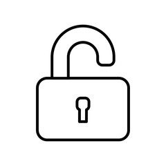 Unlock icon Outline set in black and white color