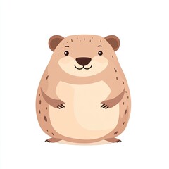 Fototapeta premium A Smiling Cartoon Groundhog with Brown Fur and Dark Eyes