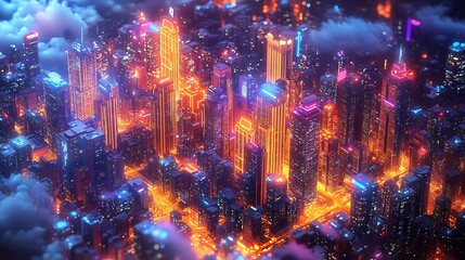 Fototapeta premium Explore the vibrant nightlife of a futuristic cityscape