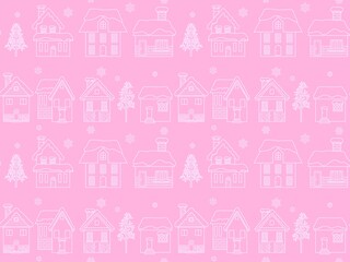 建物のシームレスパターン〈冬〉B-8'